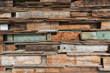 Art installation made from old benches at the University of Padua. Italy