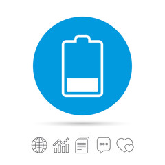 Obraz premium Battery low level sign icon. Electricity symbol.