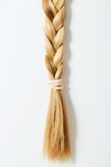 Braid Hairstyle. Blond Long Hair close up.