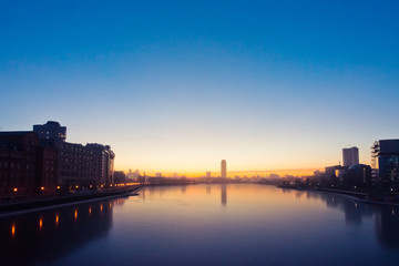 Fototapeta premium Quay of Yekaterinburg, sunrise, Russia
