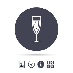 Glass of champagne sign icon. Alcohol drink.
