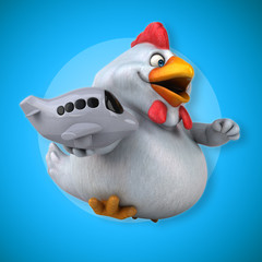 Fun chicken - 3D Illustration