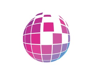 abstract colorful 3D square sphere logo template