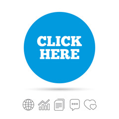Click here sign icon. Press button.