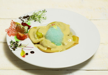 Boiled dumplings or ravioli