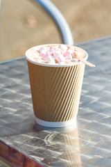 Takeaway hot chocolate drink with marshmallows