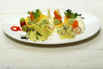 Snack or platter with cheese