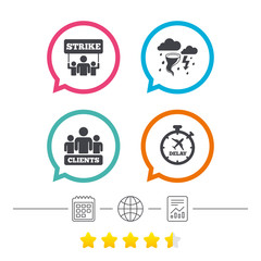 Strike icon. Storm weather and group of people.