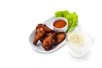 Grilled chicken leg with sauce