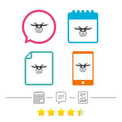 Drone icon. Quadrocopter with action camera.