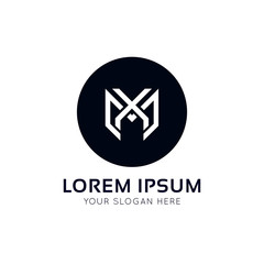 Flat clean simple X and M letter company logo icon sign vector d