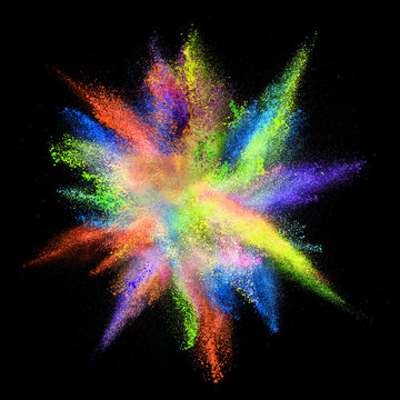 Explosion of colored powder on black background © Jag_cz