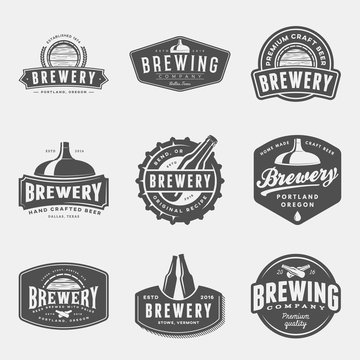 set of brewery labels, badges and design elements