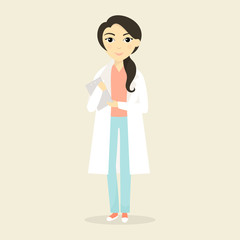 Vector illustration of doctor. Woman doctor