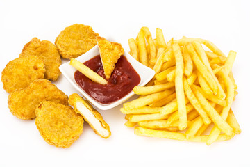 Fast food assortment on white