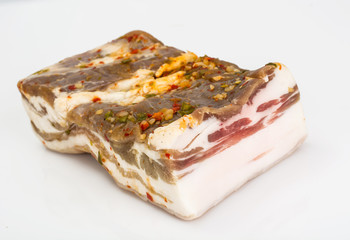 Bacon, Salo salt Isolaten on White Background