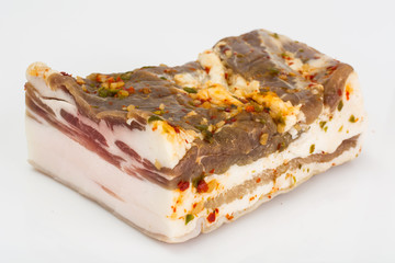 Bacon, Salo salt Isolaten on White Background