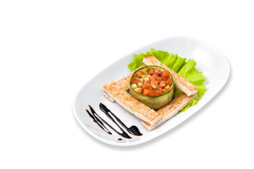 Vegetarian salad with toast
