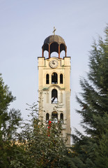 Fototapeta na wymiar Belfry of St. Demetrius church in Skopje. Macedonia