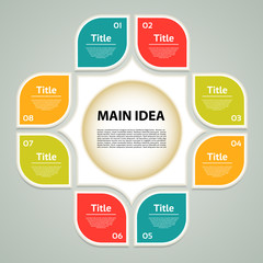 Vector circle infographic. Template for cycle diagram, graph, presentation and round chart. Business concept with 8 options, parts, steps or processes. Abstract background.