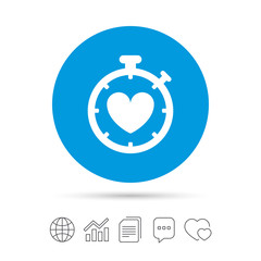 Heart Timer sign icon. Stopwatch symbol.