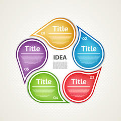Infographic design template can be used for workflow layout, diagram, number options, web design. Infographic business concept with 5 options, parts, steps or processes. Abstract background.