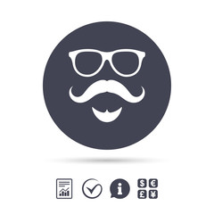 Mustache and Glasses sign icon. Hipster symbol.