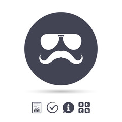 Mustache and Glasses sign icon. Hipster symbol.