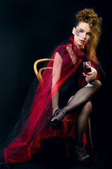 beautiful girl in black outfit