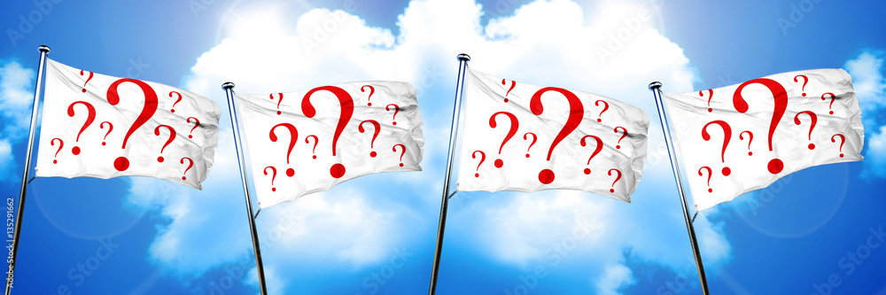 Poster question mark flag, 3d rendering