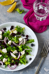 Fresh salad frieze with feta and beetroot.