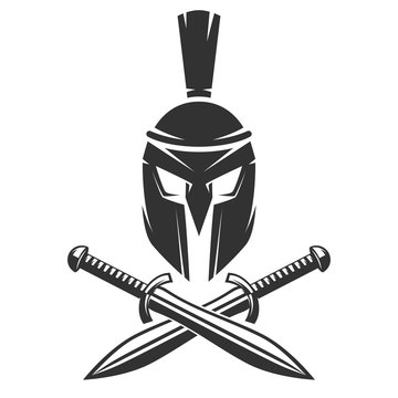 Spartan helmet with crossed swords
