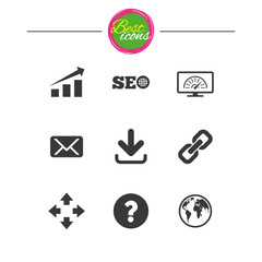 Internet, seo icons. Bandwidth speed sign.