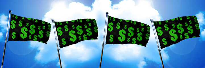 dollar sign flag, 3D rendering