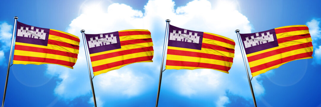 Balearic islands, iles baleares flag, 3D rendering