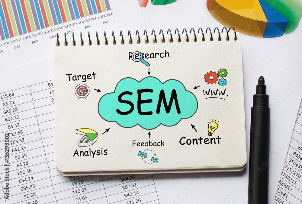 Poster notebook with toolls and notes about sem,concept