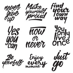 set of inspirational quote retro illustrations. vector typography
