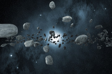 group of asteroids scattered in the outer space