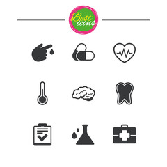 Medicine, healthcare and diagnosis icons.