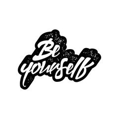 inspirational quote retro illustration. be yourself. vector typography