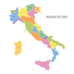 Fototapeta premium Administrative color vector map of Italy