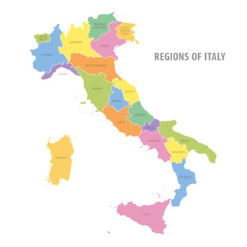 Administrative color vector map of Italy
