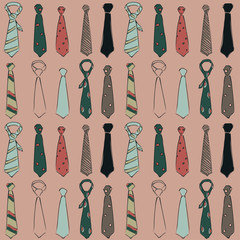 Seamless pattern with different hand drawn neckties, vector illustration.