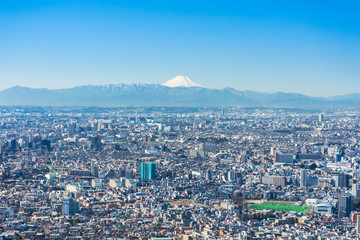 富士山と東京都市風景