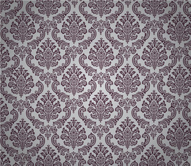 Damask background dark magenta with white