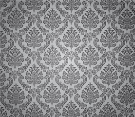 Fototapeta premium Damask background black with white