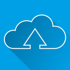 Beautiful white cloud with long drop shadow on turquoise blue sky background.