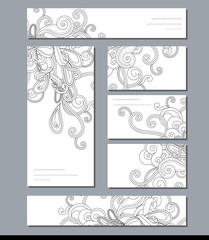 Black and white template with abstract swirls. For modern design, decoration, greeting cards, posters, advertisement.