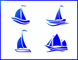 Stock Vector Icons boat at sea