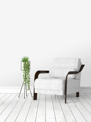 Modern bright interior . 3D rendering